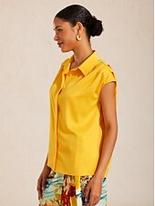 cheap Blouses &amp; Shirts-Silky Satin Sleeveless Wide Shoulder Top