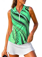abordables Camisa de Mujer-Mujer Geométrico Abstracto Tops Camisa deportiva Camisas de polo Camiseta de tenis Sin Mangas Cremallera Floral UPF50+ Resistente a los rayos UV Alta elasticidad Dispersor de humedad Transpirable
