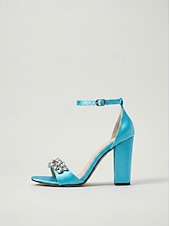 economico Invitato al matrimonio-Sandali da donna azzurri con tacco alto - eleganti scarpe da invitata a matrimoni con decorazioni di strass per cerimonie in città