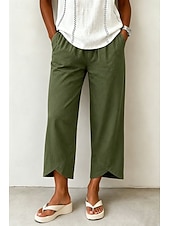  Mujer Pantalones casuales Pantalones Rectos Elegante Vacaciones Casual Longitud total Alta cintura Caqui Negro Blanco Azul Marino Oscuro Verano Primavera Otoño