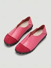 cheap Women's Flats-Women's Rose Pink Flats - Comfort Slip-On Shoes with Faux Suede Toe Cap and Flexible Non-Slip Sole, Casual Walking Shoes for Everyday Wear, Casual Work and Travel