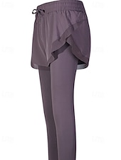 voordelige Yoga leggings en panty's-Dames Fitnessleggings Trainingsbroek Yogabroek 2 in 1 Elastische tailleband Naadloos Sportschooltraining Hardlopen Fitness Broeken Effen Kleur Zwart Paars Groen Sport Sportkleding Hoge Elasticiteit