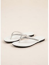 billige Sklisandaler-damesandaler med strass – glitrende sommersko i flip-flop-stil for uformelle dater og hverdagsstil