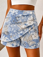 abordables Pantalones cortos gráficos-Mujer Chinos Pantalón corto Elegante Vacaciones Vintage Corto Alta cintura Graphic Mariposa Abstracto Multi capa Secado rápido Cómodo Transpirable Rígido Diario Exterior Vacaciones Azul Piscina