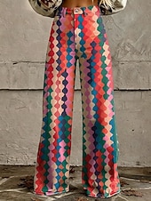 cheap Bottoms-Retro Vintage Boho 1970s Pants Wide Legged Pants Hippie Disco High Waist Floral Faux Jeans Style Fancy Dress Women's Halloween Carnival Music Festival Pride Parade Retro Theme Party Adults' Pants