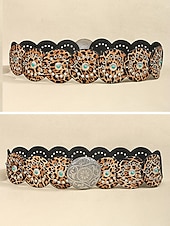 preiswerte Damengürtel-Boho-Gürtel mit runden Conchos für Damen, Western-Taillengürtel aus Kunstleder mit türkisfarbenen Nieten, Vintage-Gürtel mit Concho-Verzierung für Kleider, Festivals, Urlaub, Cowgirl-Look und lässige