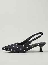 abordables Rétro des années 1950-Escarpins à pois vintage années 1950 pour femmes - escarpins rétro à bout pointu et petits talons avec bride élastique à l'arrière, parfaits pour les soirées rockabilly et les thés de gala. &amp;vêtements
