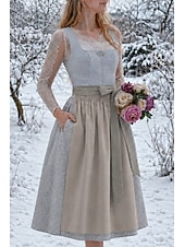 billige Dirndl-kjoler-Oktoberfest Kjoler Dirndl Trachtenkleader Midi-lengde Hushjelp bayerske Tysk Enger Dame Karneval Ølfestivalen Tradisjonell stil klut Uten bluse
