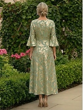 cheap Ankle Length-A-Line Ankle Length Tea Length Cocktail Dress Wedding Guest Dress Mother of the Bride Dress 3/4 Length Sleeve V Neck Elegant Formal Semi Formal Jersey with Floral Print Pleats