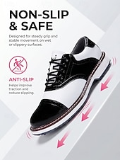 cheap Men's Golf Shoes-Men's Black White Golf Shoes, Lace-Up Dress Sport Shoes, Comfortable Non-Slip Shoes for Golf, Wedding, Outdoor Events
