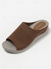 preiswerte Komfortsandalen-Damen-Sandalen mit Mandelfußgewölbestütze – offene Zehenpartie, weite Passform, Strickpantoffeln zum Hineinschlüpfen mit bequemer, gepolsterter Sohle, leichte Laufschuhe für geschwollene Füße,