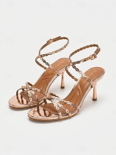 cheap 1920s &amp; Gatsby Era-Women's 1920s Great Gatsby Shoes - Champagne Strappy Heels with Metallic Geometric Cutout for Flapper Party, Cocktail Evening &amp; Prom