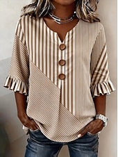  Per donna Camicia Camicia Boho Camicia casual Floreale Grafico Elegante Bohemien Attivo Manica 3/4 Scollo a V Top lunghi Casuale Bianco + giallo Verde salvia Verde chiaro Albicocca Estate Primavera