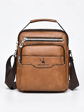 cheap Men's Bags-Men's Vintage Faux Leather Crossbody Bag, Multi-Color Large Capacity Multi-Pocket Shoulder Bag with Adjustable Strap for Travel Vacation and Daily Commute