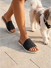 abordables Sandales Confort-Sandales noires confortables pour femmes avec soutien de la voûte plantaire - sandales légères et confortables toute la journée, à bout ouvert et semelle antidérapante, idéales pour la marche et les