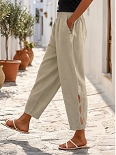tanie Statki-Damskie Pamuk Karışımı Typu Chino Spodnie codzienne Letnie spodnie Moda Moda miejska Pełna długość Wysoka talia Równina Kieszeń Elastyczny pas Wygodne Miękka Wygodny Nieelastyczny Na zewnątrz Urlop