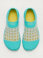 voordelige Vrouwen-Damesblauwe mesh waterschoenen met stippen – ademende, elastische gebreide, sneldrogende instapsneakers met een flexibele antislipzool voor strand, zwemmen, surfen en yoga. &amp; reis