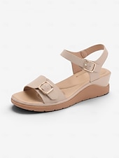 preiswerte Komfortsandalen-Braune, bequeme Keilsandalen für Damen mit Fußgewölbeunterstützung – leichte Sandalen mit verstellbarem Riemen für ganztägigen Tragekomfort und rutschfester Sohle, ideal zum Spazierengehen und Reisen.