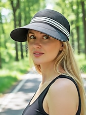 baratos Acessórios de férias-Chapéu de sol feminino de aba larga em tela respirável, dobrável, com proteção UPF e alça ajustável para viagens e férias ao ar livre. Ideal para praia e atividades ao ar livre. &amp;atividades de verão