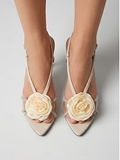 cheap Wedding Guest-Women's Apricot Satin Block Heel Sandals with Floral Rhinestone Straps for Garden Wedding Guest