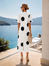 economico Abiti Floreali Stampati-Per donna Abito maxi Abito Camicia Vestito Estivo Abito Vintage Abito Formale Elegante Vacanza Vintage Manica al gomito Casa Lavoro Spiaggia Vestibilità regolare Grafico A Pois Astratto Manica Corta