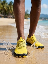 abordables Hommes-Chaussures aquatiques jaunes pour hommes - baskets minimalistes à séchage rapide - chaussures d'extérieur respirantes et antidérapantes pour les activités nautiques, les promenades sur la plage, la natation et les voyages de vacances