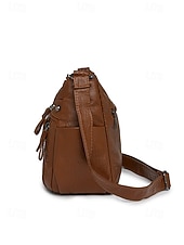 baratos Malas a tira-colo-Bolsa transversal feminina em couro sintético, com vários bolsos, bolsa de ombro espaçosa com alça ajustável, bolsa mensageiro vintage macia para viagens, férias e uso casual diário.