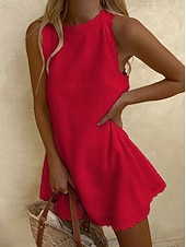 economico Vestito bianco-Per donna Mini abito Vestito Casual Abito gilet Abito Estivo Essenziale Classico Quotidiano Vacanza Vestibilità regolare Semplice Senza Maniche Girocollo Giallo Rosso Viola Rosso rosa Estate Primavera