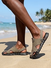 voordelige Heren-Grijze herensandalen, verstelbaar, comfortabel, geschikt voor zomerse wandelingen, strandvakanties, uitstapjes naar de kust, ontspanning aan zee en outdooractiviteiten tijdens de vakantie.