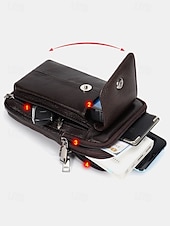 ieftine Genți de Băieți-geantă crossbody bărbătească din piele naturală - borsetă cu 3 compartimente &amp;geantă de umăr cu compartimente multiple, capacitate mare &amp;curea reglabilă pentru călătorii și naveta &amp;casual de zi cu zi,
