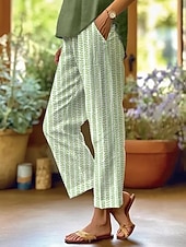 economico Pantaloni Grafici-Per donna Pantaloni casual Pantaloni Pantaloni a gamba dritta Dritto Vacanza Moda Streetwear Lunghezza intera Misura del girovita medio Floreale Grafico Foglia Tasca Elastico in vita Stampato Comodo