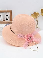 cheap Women's Hats-Women's Bohemian Straw Sun Hat, Multi-Color Wide Brim Beach Vacation Hat with 3D Flower Decor for Casual Wear