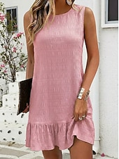 ieftine Rochie albă-Pentru femei Rochie mini Rochie casual Rochie-vestă Rochie de vară De Bază Clasic Zilnic Vacanță Fit regulat Simplu Fără manșon Stil Nautic Galben Verde Deschis Roz Îmbujorat Bleumarin Vară Primăvară
