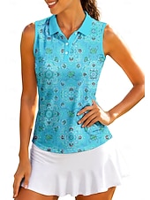 economico Tennis-Per donna Geometrico Top Maglietta sportiva Polo da golf Maglia da tennis Senza Maniche Cerniera Floreale UPF50+ Resistente ai Raggi UV Alta elasticità Traspirante Tennis Golf Pickleball Colletto