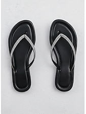 billige Sklisandaler-damesandaler med strass – glitrende sommersko i flip-flop-stil for uformelle dater og hverdagsstil