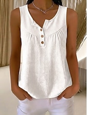  Per donna Camicia a nido d'ape Tinta unica Elegante Vintage Quotidiano Senza Maniche Scollo a V Top Regolari Nero Bianco Viola Arancione Verde Estate Primavera