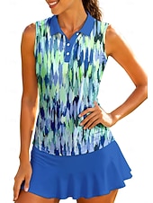 abordables Tenis-Mujer Geométrico Abstracto Tops Camisa deportiva Camisas de polo Camiseta de tenis Sin Mangas Cremallera Floral UPF50+ Resistente a los rayos UV Alta elasticidad Dispersor de humedad Transpirable