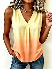  Per donna Canotta Grafico Gradiente di Colore Elegante Vintage Casual Senza Maniche Scollo a V Top Regolari Casuale Quotidiano Blu Giallo Viola Verde Estate Primavera