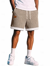 cheap Casual Shorts-Men's Shorts Casual Shorts Corduroy Shorts Pocket Elastic Waist Ribbed Plain Striped Comfort Breathable Above Knee Casual Outdoor Beach Vacation Fashion Khaki Navy Blue Stretchy
