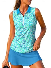 baratos Camisa Feminina-Mulheres Floral Tops Camisa Esportiva Camisa polo de caminhada Regata Sem Manga Zíper Floral UPF50+ Resistente a UV Elasticidade Alta Pavio Humido Respirável Tênis Golfe Pickleball Aberto para a