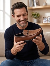 abordables Hombres-Mocasines marrones para hombre: zapatos casuales de vestir, suaves, ligeros y cómodos, ideales para veladas en resorts, cenas de vacaciones, fiestas en la playa y para un estilo elegante y sofisticado.