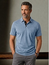 abordables Polo classique pour homme-Homme Chemise de golf Polos de Golf Occasionnel Travail Revers Manche Courte Basique Moderne Uni Boutons Poche Avant Été Printemps Coupe régulière Bleu Bleu Clair Bleu clair Chemise de golf