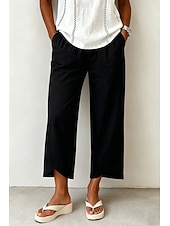  Mujer Pantalones casuales Pantalones Rectos Elegante Vacaciones Casual Longitud total Alta cintura Caqui Negro Blanco Azul Marino Oscuro Verano Primavera Otoño