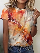  American Independence Day Women's T Shirt Print Graphic Plants Independence Day Vintage Stylish Classic Short Sleeve Crew Neck V Neck Round Neck Regular Tops Casual Daily White Orange Rose Pink