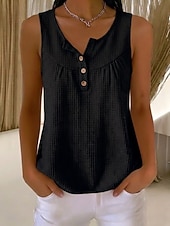  Per donna Camicia a nido d'ape Tinta unica Elegante Vintage Quotidiano Senza Maniche Scollo a V Top Regolari Nero Bianco Viola Arancione Verde Estate Primavera