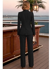 preiswerte Damenanzüge-Damen 2-teilige Anzüge Formell Hochzeitsgast Stretch-Crêpe Elegant Einfach Lässig Langarm Bodenlang Peak Revers Einreihig