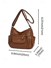 baratos Malas a tira-colo-Bolsa transversal feminina em couro sintético, com vários bolsos, bolsa de ombro espaçosa com alça ajustável, bolsa mensageiro vintage macia para viagens, férias e uso casual diário.