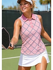 economico Camicia Donna-Per donna A quadri Top Maglietta sportiva Polo da golf Canotta Senza Maniche Floreale Bottoni UPF50+ Resistente ai Raggi UV Alta elasticità Traspirante Pallavolo Tennis Golf Colletto Collo ripiegato