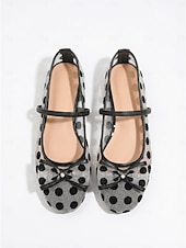 economico Ballerine da donna-Scarpe basse da donna in rete a pois - ballerine Mary Jane traspiranti con dettaglio a fiocco &amp;Cinturino alla caviglia per vacanze su isole, viaggi in crociera nel Mediterraneo &amp;visite turistiche