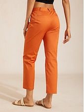 economico Pantaloni-pantaloni corti e affusolati in twill di cotone fine